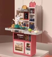Дитяча ігрова велика інтерактивна Кухня 889-238 з аксесуарами/музика + пара та світлові ефекти/рожеві