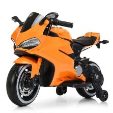 Дитячий електромобіль мотоцикл Bambi Racer M 4104EL-7 світло коліс помаранчевий автопокраска **