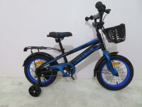 Дитячий двоколісний велосипед 16 дюймів 241608 Like2bike Dark Rider з дод. колесами, кошиком, синій
