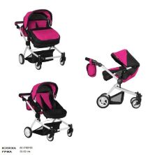 Коляска-Люлька для ляльки для двійні CARRELLO CONNECT 9651A PURPLE Лялькова з сумкою фіолетова