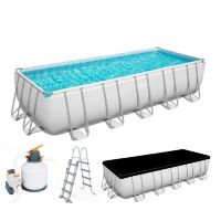 Каркасний прямокутний басейн Bestway 5612B розмір 640х274х132 см із сходами фільтром та тентом
