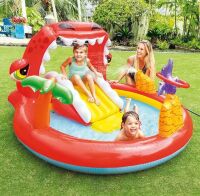 Дитячий надувний ігровий центр басейн з гіркою Intex 57163 Діно