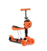 Дитячий триколісний самокат 3в1 4109 A Scooter "Сонечко" (беговел, трансформер), помаранчевий