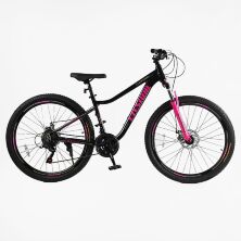Жіночий спортивний алюмінієвий велосипед 27.5 дюймів Corso "ELYSIUM" LS-27708 Shimano 21 швидкість чорно-рожевий