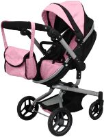 Прогулянкова Коляска для ляльки 2в1 CARRELLO FORTUNA 9695 PINK Лялькова з сумкою / рожева