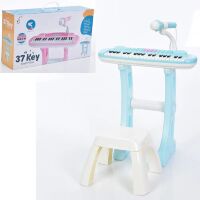 Дитячий синтезатор-піаніно на ніжках 861HF зі стільчиком та мікрофоном. 37 клавіш / на батарейках / 2 кольори