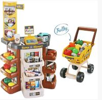 Дитячий ігровий набір супермаркет великий 668-77 візок продукти звук, світло каса коричневий**