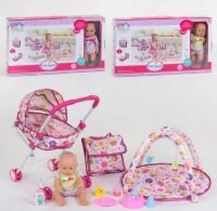 Функціональний лялька пупс для дівчинки з коляскою 86926 звук п'є-обсикається килимок для немовляти сумка**