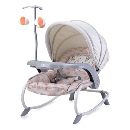 Дитяче крісло-качалка шезлонг Lorelli (Bertoni) Dream Time Grey Elephant сіре