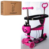 Самокат дитячий триколісний 5 в 1 iTrike JR3-027-P MAXI Божа корівка (самокат+беговел+каталка з ручкою)