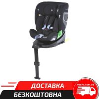 Дитяче автокрісло EL CAMINO ME 1146 i-STAND Royal Black опорна нога, isofix, поворотне 360, чорне