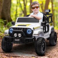 Дитячий одномісний електромобіль Джип M 5103EBLR-1 шкіряне сидіння, пульт керування, білий
