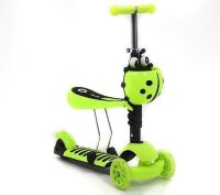 Дитячий триколісний самокат 3в1 4109 A Scooter "Сонечко" (беговел, трансформер), салатовий