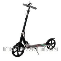 Самокат складаний двоколісний GS-0056 алюмінієвий з ручним гальмом і ліхтариком / колір чорний