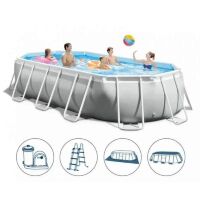 Каркасний овальний басейн INTEX 26798 розмір 610-305-122см зі сходами фільтром та тентом
