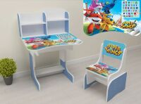 Дитяча регульована парта зі стільчиком Растишка Bambi 032 "Супер Крила" біло-червона / для хлопчика