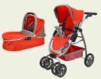 Коляска-трансформер дитячий для ляльок 9662-Red залізна червоний з коричневим
