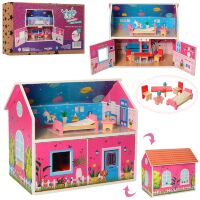 Дерев'яний будиночок для ляльок Bambi MD 2158 два поверхи і меблі