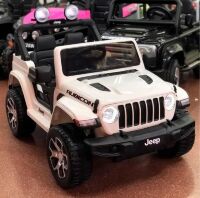 Дитячий двомісний електромобіль Джип машина 4WD M 4176EBLR-1 Jeep Wrangler / шкіряне сидіння / колір білий