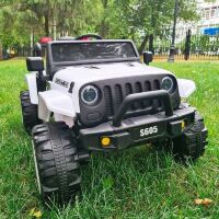 Дитячий електромобіль Джип M 4282EBLR-1 одномісний, шкіряне сидіння, амортизатори, м'які колеса / білий