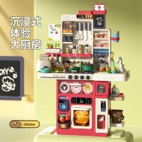 Велика інтерактивна дитяча кухня WD-824A/B з парою, водою, посудом та аксесуарами (101 предмет), червона