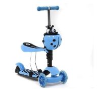 Дитячий триколісний самокат 3в1 4109 A Scooter "Сонечко" (беговел, трансформер), блакитний