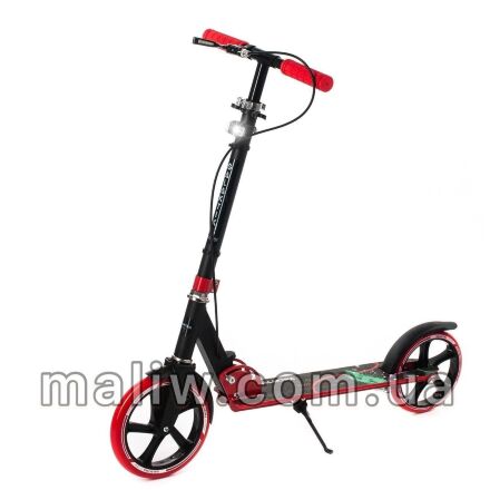 Самокат складаний двоколісний GS-0056 алюмінієвий з ручним гальмом і ліхтариком / колір червоний