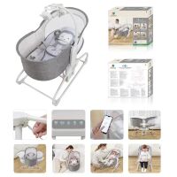 Дитяче Приставне Ліжечко люлька-гойдалка 3в1 "Мавпа" 3087 Колиска з таймером та музикою / сіра