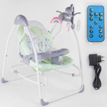 Дитячі електронні гойдалки-шезлонг JOY 3 в 1 CX-11009 з каруселлю салатові