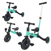 Велосипед-трансформер дитячий триколісний 3в1 TR2452 з батьківською ручкою (біговел, велосипед), бірюзовий