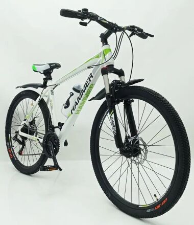 Велосипед гірський спортивний S200 HAMMER колеса 29 дюймів рама алюміній біло-зелений