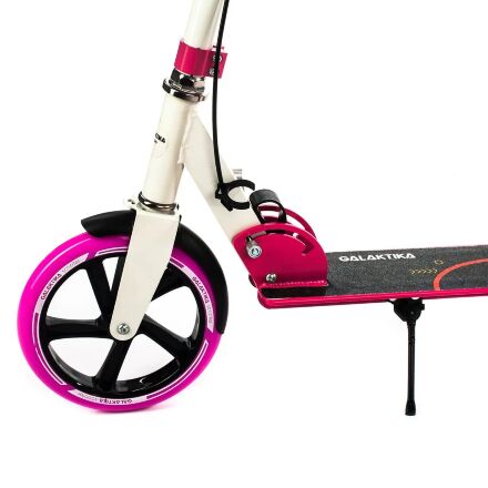 Самокат складаний двоколісний GS-0056 алюмінієвий з ручним гальмом і ліхтариком / колір рожевий