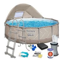 Каркасний круглий басейн Bestway 561FY розмір 396-107см з фільтр-насосом сходами та тентом