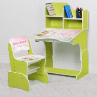 Дитяча регульована шкільна парта зі стільцем Bambi W 2071-121-5(UA) "Зайчик" лайм для дівчини