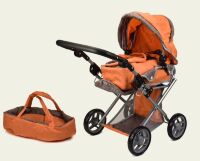 Коляска-трансформер дитячий для ляльок Melogo 9346-Orange помаранчева з коричневим