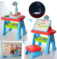 Дитячий мольберт 22088-30B 3 в 1 проектор столик стільчик двостороння дошка букви цифри маркер крейда губка**