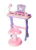 Дитячий синтезатор піаніно на ніжках J92-01 стільчик мікрофон 25 клавіш музика, звук, світло