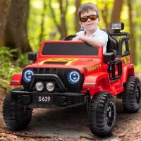 Дитячий одномісний електромобіль Джип M 5103EBLR-3 шкіряне сидіння, пульт керування, червоний