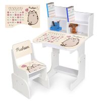 Дитяча регульована парта зі стільцем розтишка N 2071-17-1B "Пушин" українська та англ алфавіт, біла