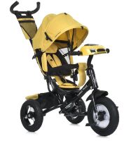 Триколісний велосипед-коляска TURBOTRIKE MT 1006-10 вільний хід коліс, пульт, світло, сумка, гальмо, жовтий