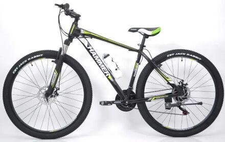 Велосипед гірський спортивний S200 HAMMER колеса 29 дюймів рама алюміній чорно-зелений