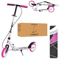Двоколісний складаний самокат сталевий iTrike SR2-008-WP з ручним гальмом / біло-рожевий для дівчинки**