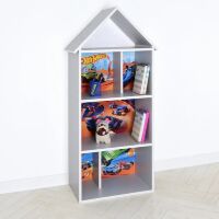 Будиночок стелаж полку Дитяча дерев'яна для іграшок і книг H 2020-21-4 Hot Wheels ХОТ ВІЛС сіра для хлопчика**