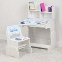 Дитяча регульована шкільна парта зі стільцем Bambi W 2071-122-3(UA) "Їжачок" біла