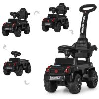 Дитяча каталка-толокар M 3899 L-2 Mercedes, шкіряне сидіння, чорна