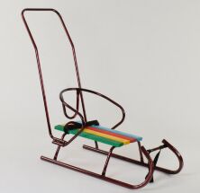 Дитячі санки-коляска "Санта" з батьківською ручкою зелені