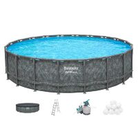 Каркасний великий круглий басейн Bestway 561JZ розмір 671-132см з фільтр-насосом сходами та тентом
