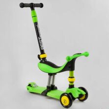 Дитячий триколісний самокат 3в1 Беговел Best Scooter BS-30802 з батьківською ручкою та сидінням / зелений