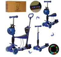 Триколісний самокат беговел дитячий 5 в 1 iTrike JR3-077-DBL MAXI Божа корівка з кошиком / колір синій