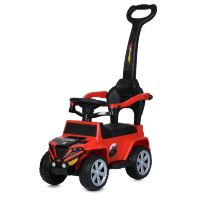 Дитяча каталка толокар 2в1 Машинка M 5805EL-3 з батьківською ручкою та музикою червона